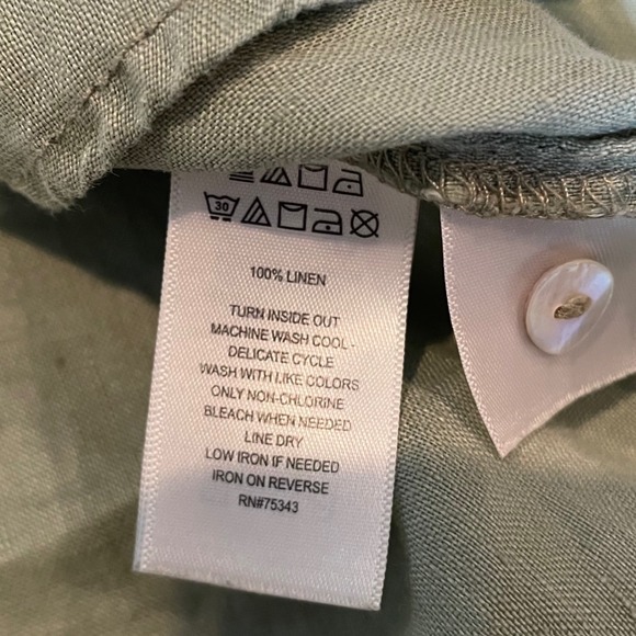 Sigrid Olsen 100% Linen Long Sleeve Button Down Shirt Womens Large Green - Picture 5 of 7